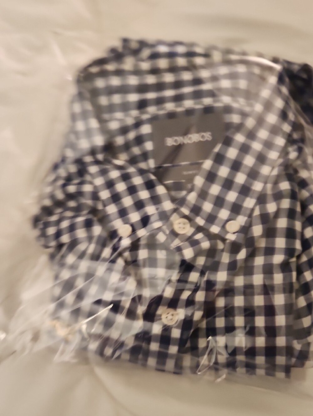 Bonobos Navy & White Gingham Slim Button-Down Shirt XXL - Picture 8 of 8